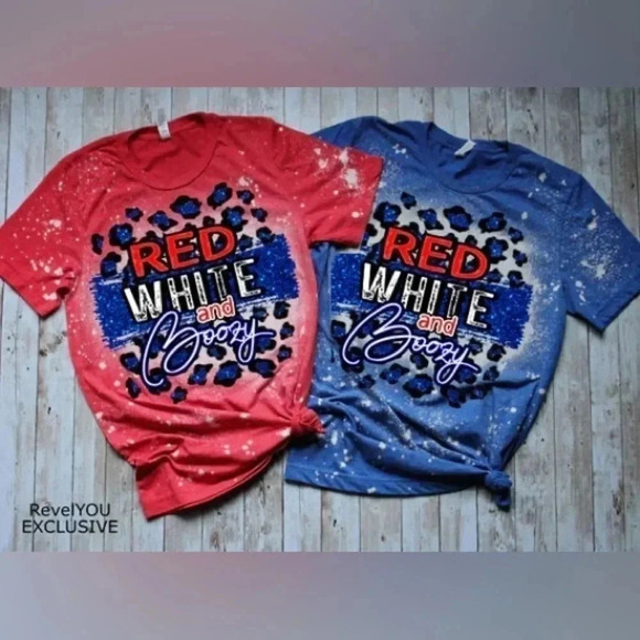 Tultex Tops - Tultex Red White and Boozy Tee (Blue Tee Only) - Large